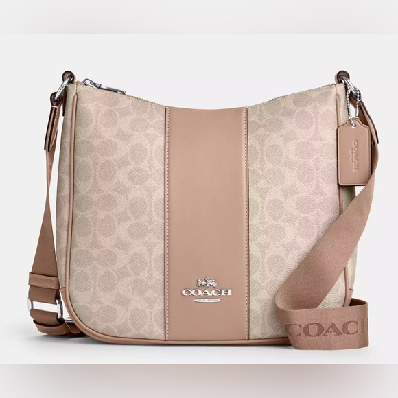 Coach Ellie Signature Crossbody File Messenger Bag with Jacquard Strap - Picture 13 of 16